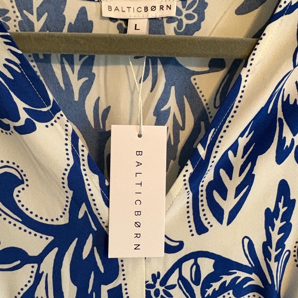 Blue and White Floral V-Neck Maxi Dress - Picture 3 of 9